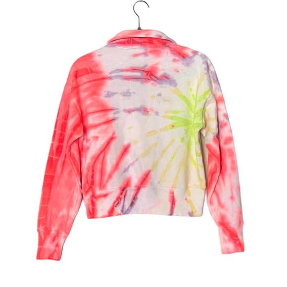 RE/DONE x Hanes NWOT 70s Half Zip Sweatshirt Neon Space Tie Dye Size XS - Picture 3 of 6
